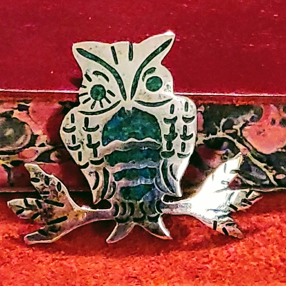 Taxco Owl Mexico Silver 925 TO-57 Pin Brooch 70's